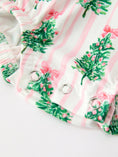 Load image into Gallery viewer, Christmas Tree Print Ruffle Bow Baby Girl Bubble Romper