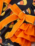Load image into Gallery viewer, Halloween Candy Corn Baby Girl Bubble Romper Ruffle