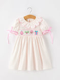 Load image into Gallery viewer, Christmas Smocked Girls Dress Embroidered Holiday Ruffle Collar