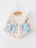 Load image into Gallery viewer, Halloween Thanksgiving Baby Girls Pumpkin Bow Ruffle Bubble Romper