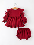 Load image into Gallery viewer, Christmas Baby Girls Red Lace Bow Bloomer Set