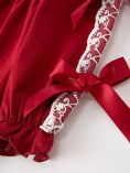 Load image into Gallery viewer, Christmas Baby Girls Red Lace Bow Bloomer Set