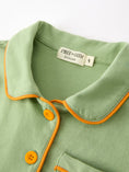 Load image into Gallery viewer, Fall Green Kids Pajamas Set Pumpkin Embroidery Button Sleepwear