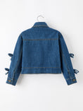 Load image into Gallery viewer, Girls Denim Bow Sleeve Button-Front Jacket