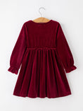 Load image into Gallery viewer, Girls Christmas Burgundy Velvet Plaid Bow Dress