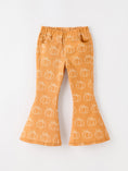Load image into Gallery viewer, Fall Girls Pumpkin Bow Bell Bottom Pants