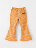 Load image into Gallery viewer, Fall Girls Pumpkin Bow Bell Bottom Pants
