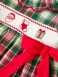 Load image into Gallery viewer, Christmas Girls Plaid Smocked Ruffle Collar Bow Dress