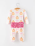 Load image into Gallery viewer, Fall Baby Girls Pumpkin Bow Ruffle Zip Romper