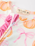 Load image into Gallery viewer, Fall Baby Girls Pumpkin Bow Ruffle Zip Romper