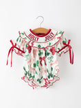 Load image into Gallery viewer, Christmas Baby Girls Holly Jolly Smocked Bubble Romper