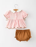 Load image into Gallery viewer, Christmas Girls Gingerbread Peter Pan Collar Bloomer Set