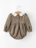 Load image into Gallery viewer, Fall Baby Girls Pumpkin Smocked Eyelet Collar Romper