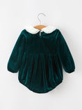 Load image into Gallery viewer, Baby Girls Emerald Green Velvet Peter Pan Collar Christmas Romper