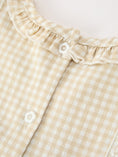 Load image into Gallery viewer, Girls Goose Embroidered Beige Plaid Ruffle Dress
