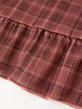 Load image into Gallery viewer, Girls Brown Plaid Lace-Trim Peter Pan Collar Dress