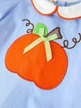 Load image into Gallery viewer, Fall Girls Plaid Pumpkin Appliqué Peter Pan Collar Dress