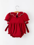 Load image into Gallery viewer, Baby Girls Christmas Reindeer Smocked Bubble Romper
