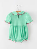 Load image into Gallery viewer, Christmas Girls Green Plaid Smocked Bow Bubble Romper
