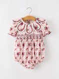 Load image into Gallery viewer, Fall Baby Girls Vintage Smocked Floral Romper
