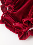 Load image into Gallery viewer, Christmas Burgundy Velvet Baby Girl Smocked Pearl Romper