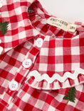 Load image into Gallery viewer, Christmas Tree Embroidered Red Plaid Baby Girls Ruffle Collar Romper