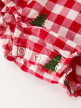 Load image into Gallery viewer, Christmas Tree Embroidered Red Plaid Baby Girls Ruffle Collar Romper