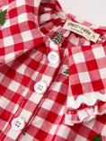 Load image into Gallery viewer, Christmas Tree Embroidered Plaid Girls Ruffle Collar Dress