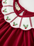 Load image into Gallery viewer, Christmas Holly Embroidered Girls Dress Petals Collar Puff Sleeve
