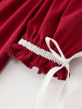 Load image into Gallery viewer, Christmas Holly Embroidered Girls Dress Petals Collar Puff Sleeve