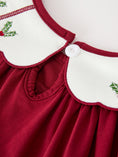 Load image into Gallery viewer, Christmas Holly Embroidered Girls Dress Petals Collar Puff Sleeve