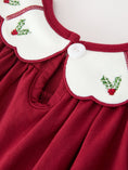 Load image into Gallery viewer, Christmas Holly Embroidered Baby Romper Petals Collar Ruffle
