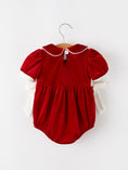 Load image into Gallery viewer, Christmas Velvet Baby Romper Smocked Embroidery Bow