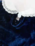 Load image into Gallery viewer, Girls Christmas Navy Velvet Smocked Top And Bloomers Outfit