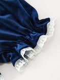 Load image into Gallery viewer, Girls Christmas Navy Velvet Smocked Top And Bloomers Outfit