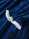 Load image into Gallery viewer, Christmas Tree Girls Navy Velvet Smocked Lace Dress