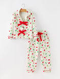 Load image into Gallery viewer, Christmas Lights Print Bow Tie Pajamas Set