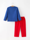 Load image into Gallery viewer, Christmas Santa Boys Blue Long Sleeve Shirt And Red Pants Set