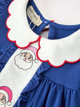 Load image into Gallery viewer, Christmas Santa Embroidery Blue Petal Collar Dress