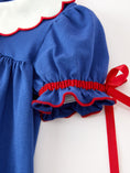 Load image into Gallery viewer, Christmas Santa Embroidery Blue Petal Collar Dress