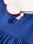 Load image into Gallery viewer, Christmas Santa Embroidery Blue Petal Collar Dress