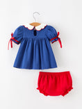 Load image into Gallery viewer, Christmas Santa Embroidery Girls Bloomer Set Peter Pan Collar