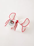 Load image into Gallery viewer, Girls' Christmas Santa Embroidered 6.25" Hair Bow – White/Pink