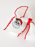 Load image into Gallery viewer, Girls' Christmas Santa Embroidered 6.25" Hair Bow – White/Pink