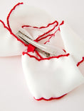 Load image into Gallery viewer, Girls' Christmas Santa Embroidered 6.25" Hair Bow – White/Pink