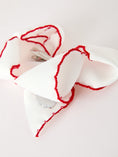 Load image into Gallery viewer, Girls' Christmas Santa Embroidered 6.25" Hair Bow – White/Pink