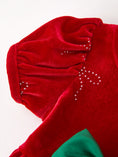 Load image into Gallery viewer, Baby Girls Christmas Red Velvet Rhinestone Bow Bubble Romper