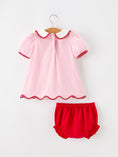 Load image into Gallery viewer, Christmas Girls Candy Cane Embroidered Top & Red Bloomer Set