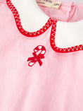 Load image into Gallery viewer, Christmas Girls Candy Cane Embroidered Top & Red Bloomer Set