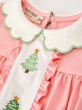 Load image into Gallery viewer, Christmas Baby Girls Pink Christmas Tree Embroidered Ruffle Romper
